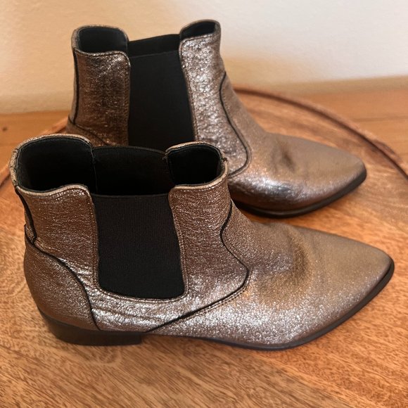 Barney's New York Leather Metallic Booties - Chelsea - Size 5.5 - Picture 8 of 9